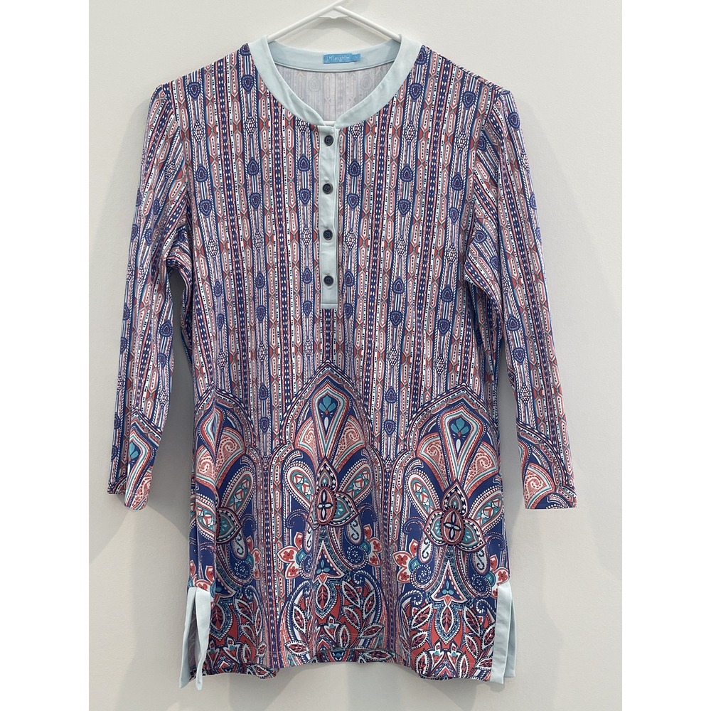 J MCLAUGHLIN Women's Catalina Cloth Paisley Print 3/4 Sleeve Tunic Medium‎